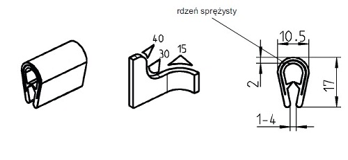 Uszczelka samochodowa krawędziowa, samozaciskowa 1-4 mm