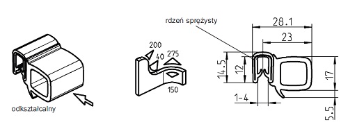 Uszczelka krawędziowa, samozaciskowa 1-4 mm czarna
